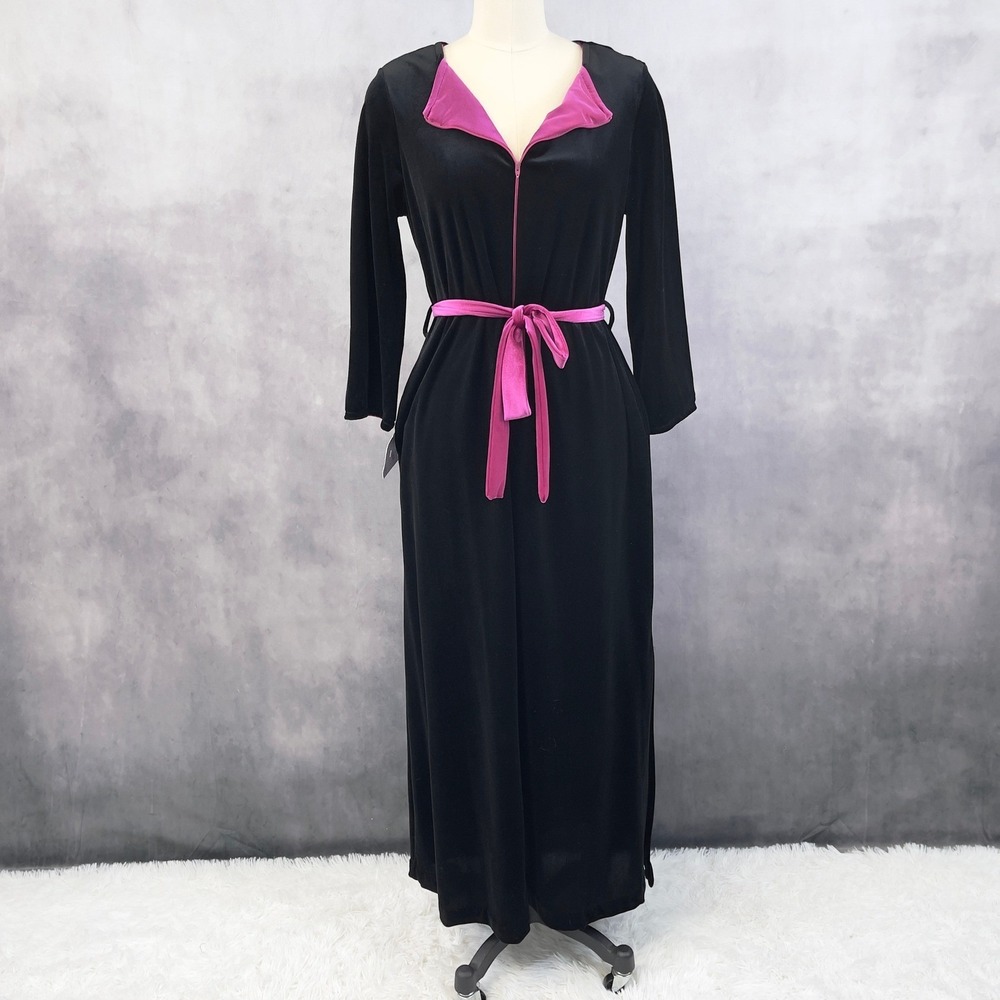 Vintage Styled by‎ Saybury Womens Velvet Lounge Dress L Housecoat Glam Witchy